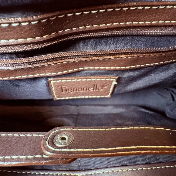 NWOT Tiganello Genuine Leather Med Brown/Dark Brown with Silver Shoulder Bag. - Picture 7 of 12